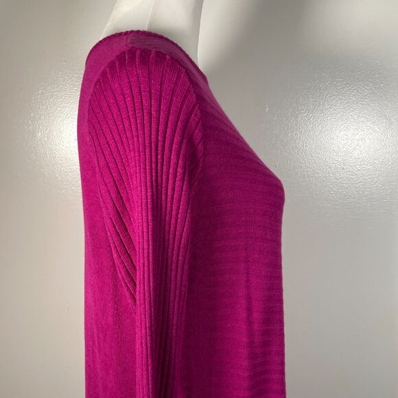 Apt 9 Fuchsia Pink Purple Round Neck Asymmetrical Hemline Long Sleeve Sweater M - Picture 11 of 13